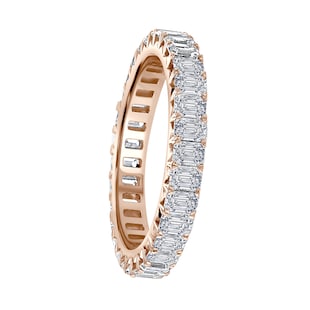 Mappin & Webb 18ct Rose Gold 2.50ct Emerald Cut Diamond Claw Set Full Eternity Ring