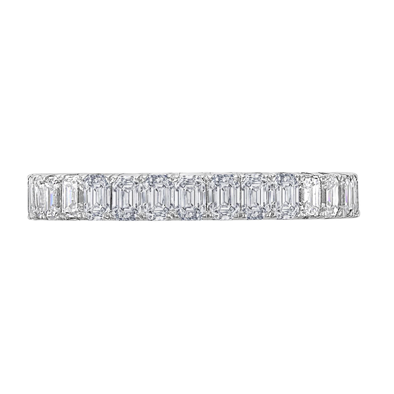 18ct White Gold 2.50ct Emerald Cut Diamond Claw Set Full Eternity Ring - Ring Size I