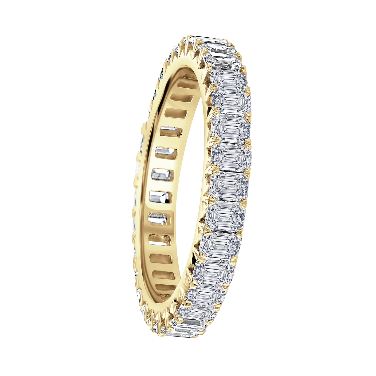 Mappin & Webb 18ct Yellow Gold 2.50ct Emerald Cut Diamond Claw Set Full Eternity Ring