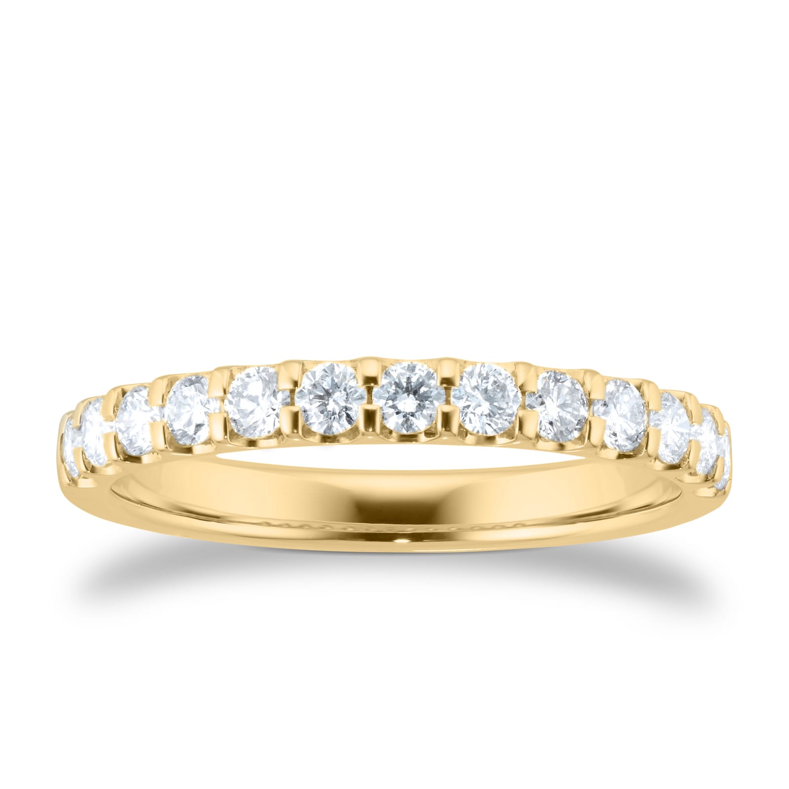 Goldsmiths 18ct Yellow Gold 0.50ct Diamond Claw Set Eternity Ring - Ring Size J