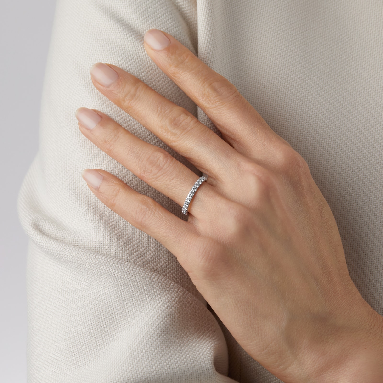 Goldsmiths Platinum 0.50ct Diamond Claw Set Eternity Ring