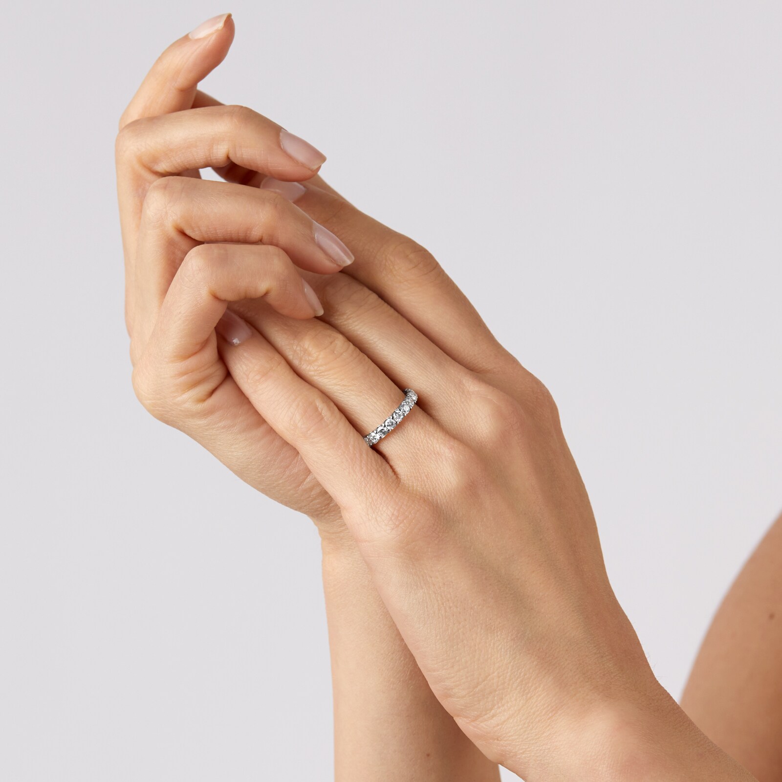 Goldsmiths Platinum 1.00ct Diamond Claw Set Eternity Rings