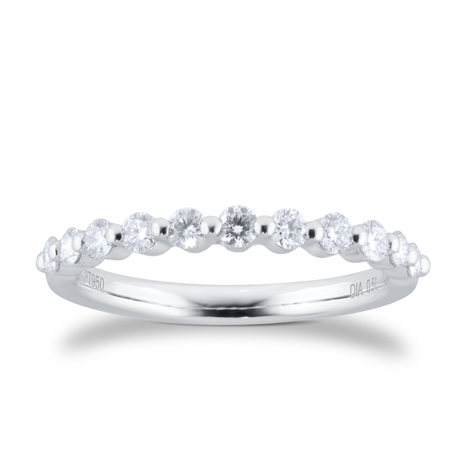 Goldsmiths Platinum 0.50cttw Diamond Stacker Eternity Ring