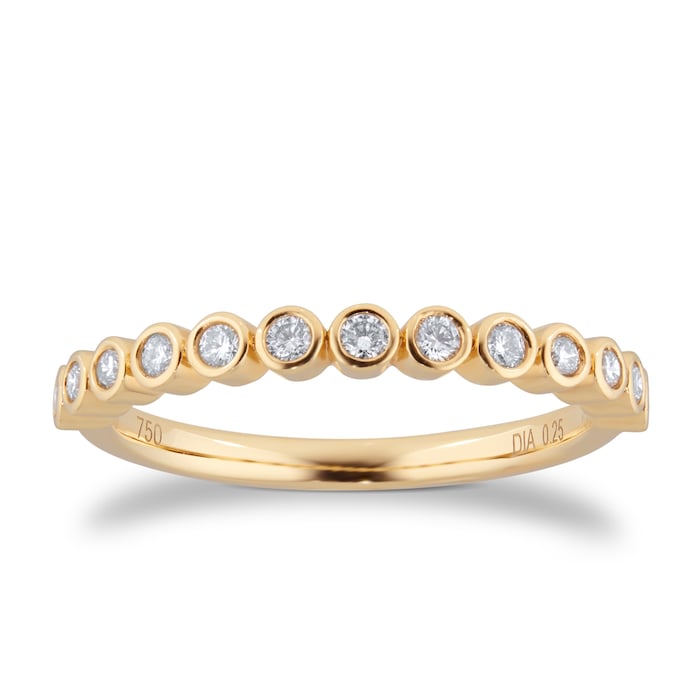 Goldsmiths 18ct Yellow Gold 0.25cttw Diamond Round Bezel Eternity Ring