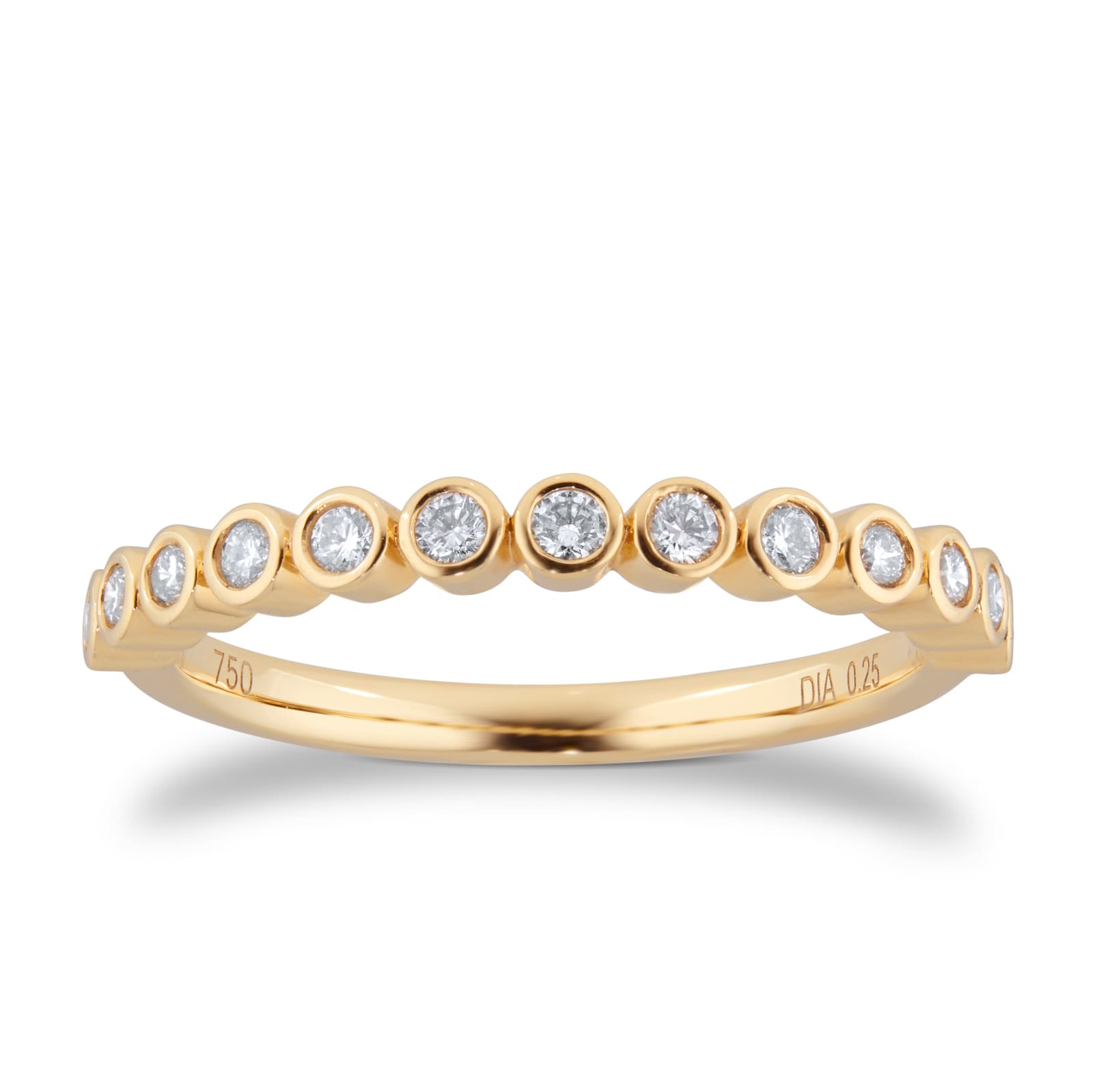 Goldsmiths 18ct Yellow Gold 0.25cttw Diamond Round Bezel Eternity Ring