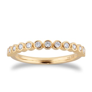 Goldsmiths 18ct Yellow Gold 0.25cttw Diamond Round Bezel Eternity Ring
