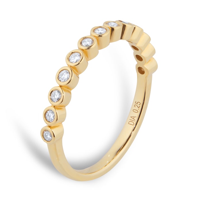 Goldsmiths 18ct Yellow Gold 0.25cttw Diamond Round Bezel Eternity Ring