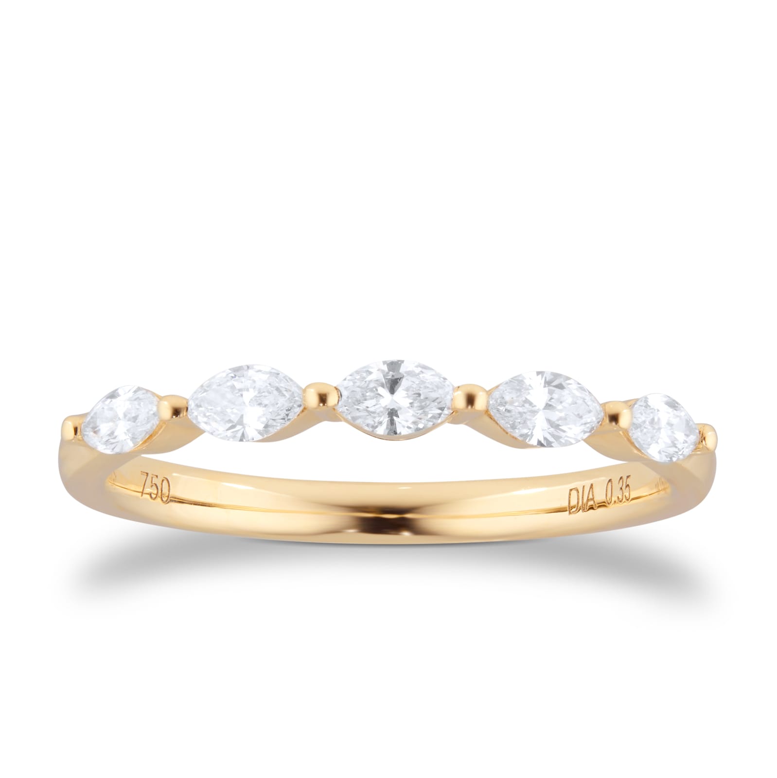 Goldsmiths 18ct Yellow Gold 0.35cttw Diamond Marquise Stacking Eternity Ring