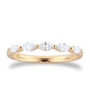 Goldsmiths 18ct Yellow Gold 0.35cttw Diamond Marquise Stacking Eternity Ring