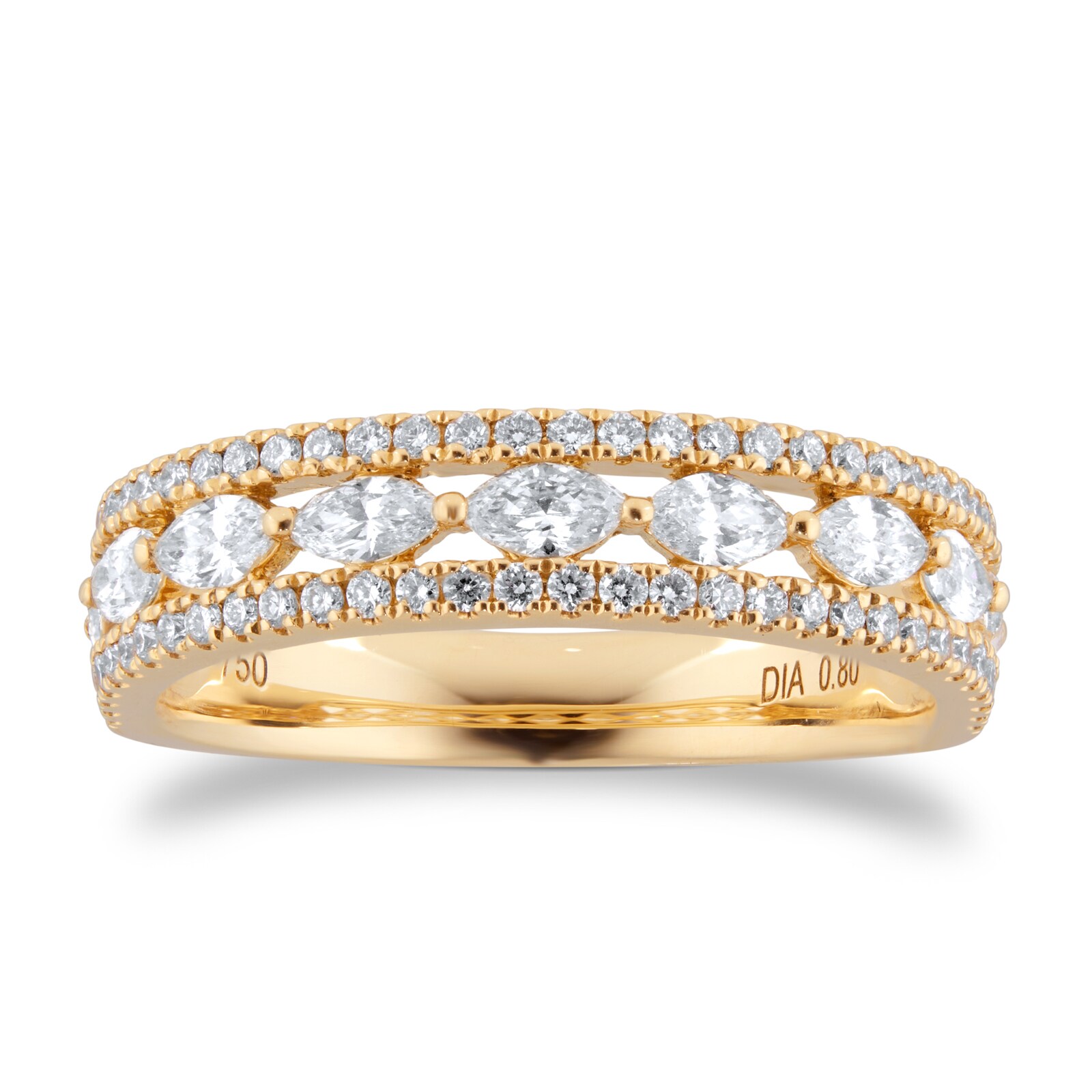 Goldsmiths 18ct Yellow Gold 0.80cttw Diamond Marquise Multi Row Eternity Ring Goldsmiths 18ct Yellow Gold 0.80cttw Diamond Marquise Multi Row Eternity Ring