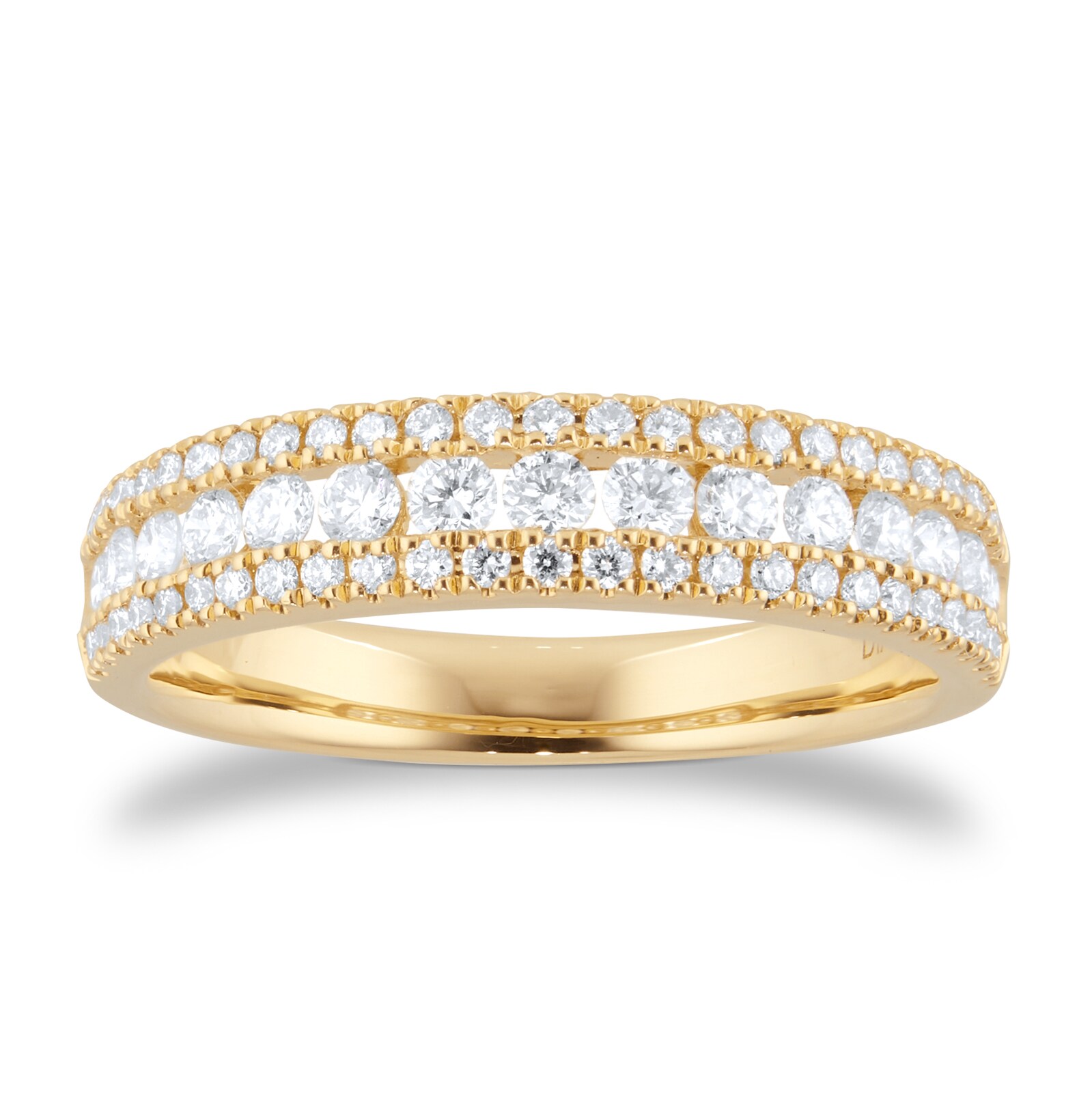 Goldsmiths 18ct Yellow Gold 0.70cttw Diamond Three Row Eternity Ring Goldsmiths 18ct Yellow Gold 0.70cttw Diamond Three Row Eternity Ring