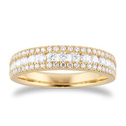 06507368 - 18ct Yellow Gold 0.70cttw Diamond Three Row Eternity Ring
