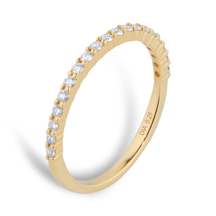 Goldsmiths 18ct Yellow Gold 0.25cttw Diamond Double Prong Eternity Ring