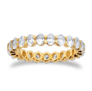 Goldsmiths 18ct Yellow Gold 3.00cttw Oval Cut Diamond Full Eternity Ring