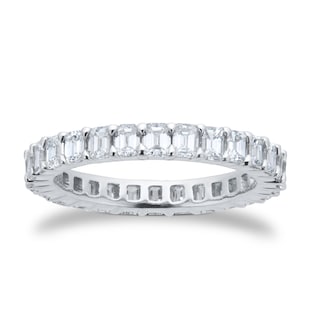 Goldsmiths Platinum 2.00cttw Emerald Cut Diamond Full Eternity Ring