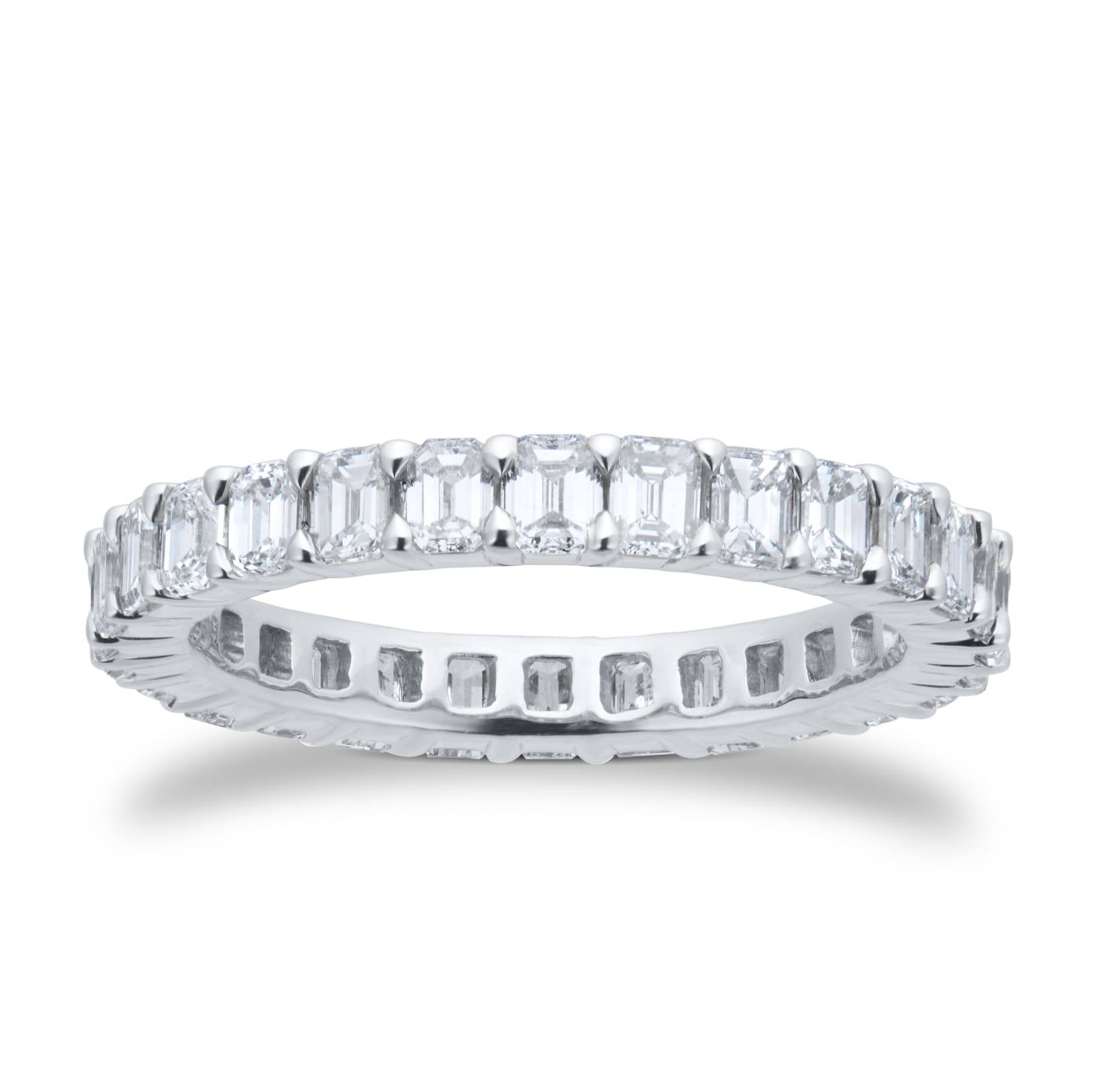 Goldsmiths Platinum 2.00cttw Emerald Cut Diamond Full Eternity Ring