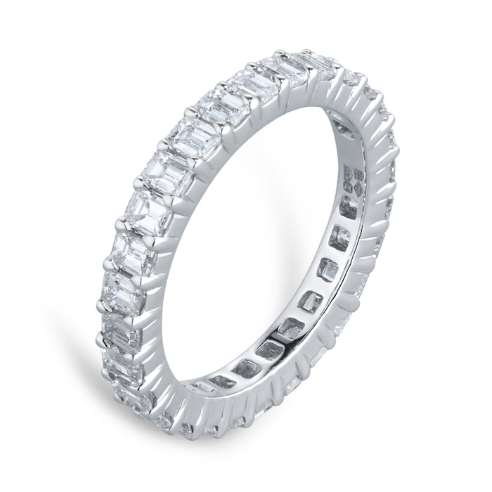 Goldsmiths Platinum 2.00cttw Emerald Cut Diamond Full Eternity Ring