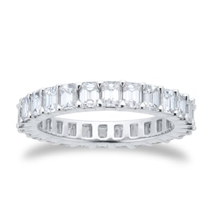 Goldsmiths Platinum 3.00cttw Emerald Cut Diamond Full Eternity Ring