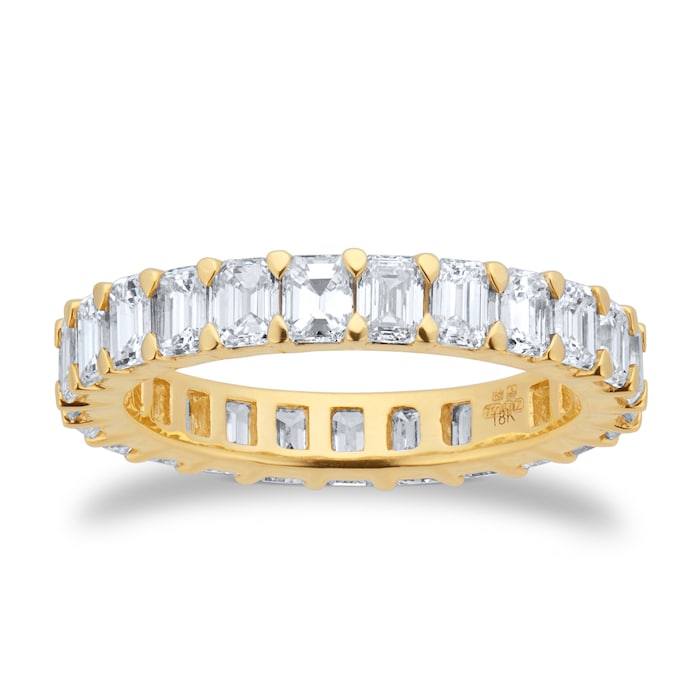 Goldsmiths 18ct Yellow Gold 3.00cttw Emerald Cut Diamond Full Eternity Ring