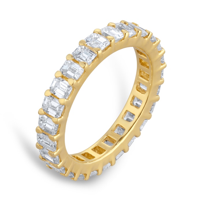 Goldsmiths 18ct Yellow Gold 3.00cttw Emerald Cut Diamond Full Eternity Ring