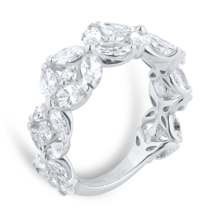 Goldsmiths 18ct White Gold 2.41cttw Marquise and Brilliant Cut Floral Eternity Ring