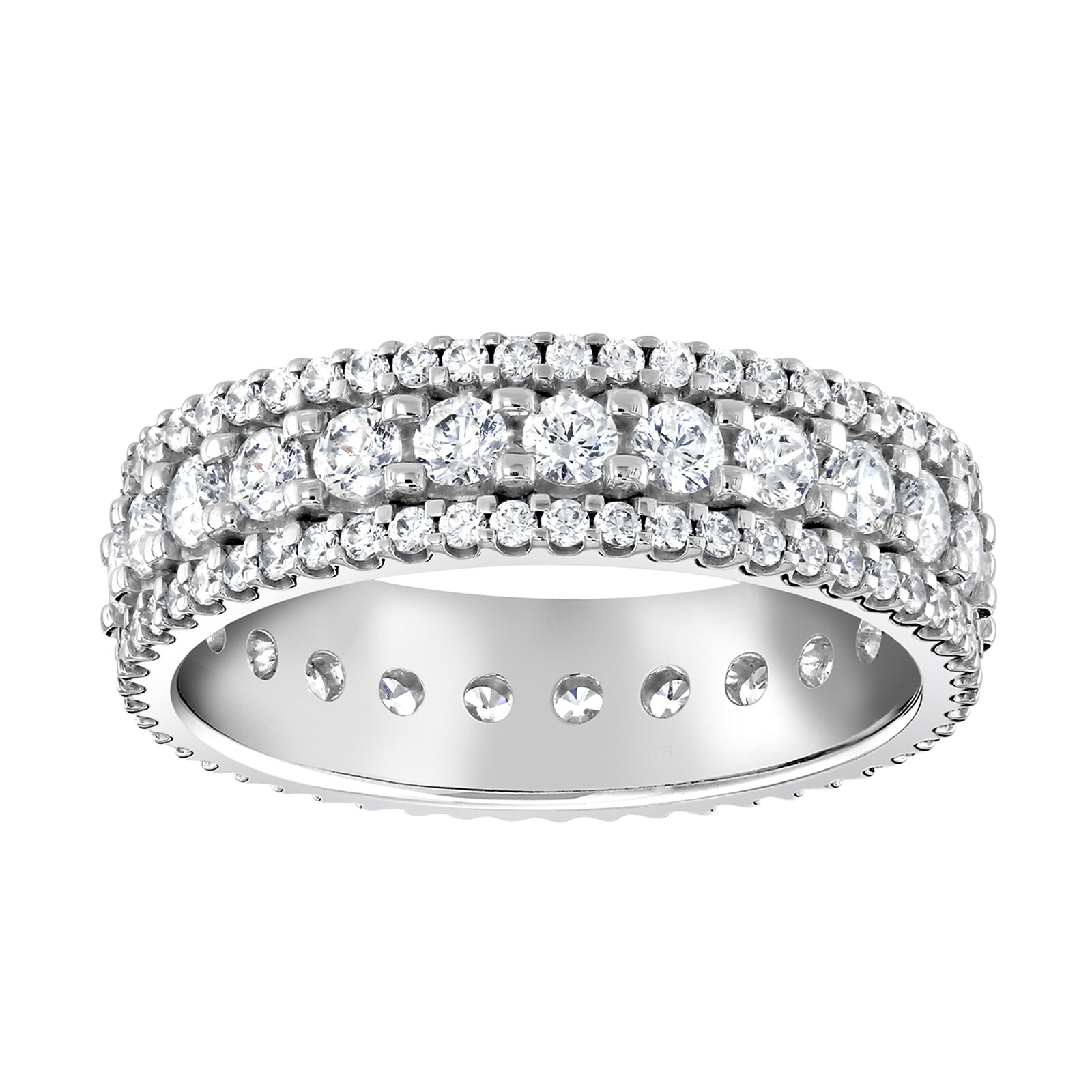 9ct White Gold 1.44cttw Triple Row Claw Set Diamond Full Eternity Ring - Ring Size G