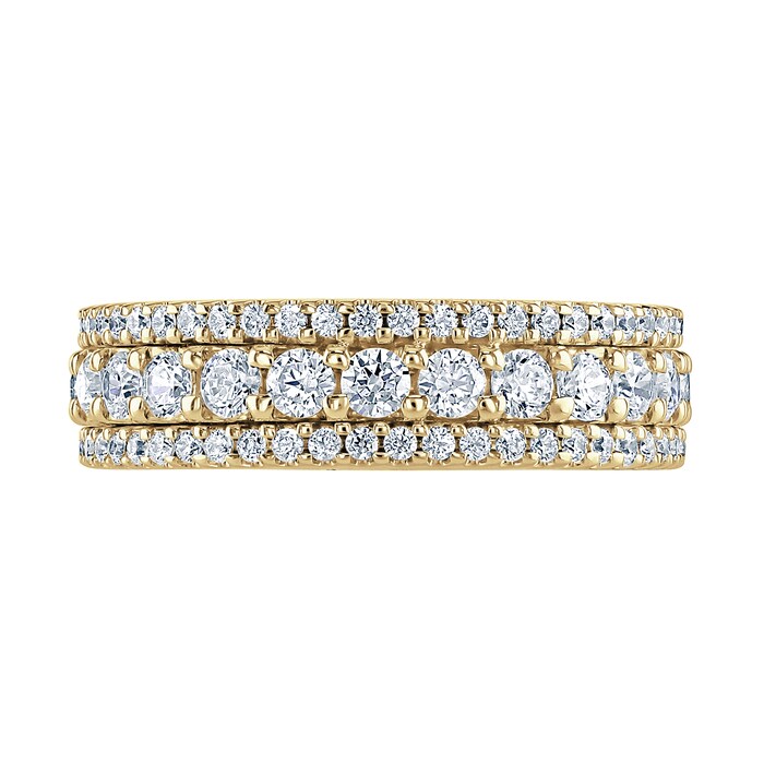 Goldsmiths 18ct Yellow Gold 1.44cttw Triple Row Claw Set Diamond Full Eternity Ring