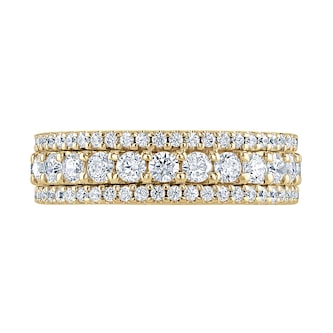 Goldsmiths 18ct Yellow Gold 1.44cttw Triple Row Claw Set Diamond Full Eternity Ring
