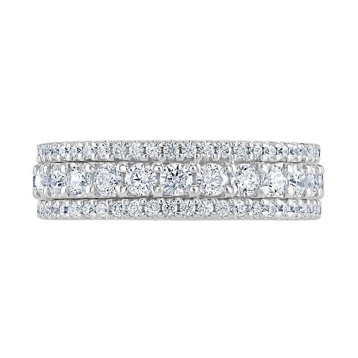 Goldsmiths 9ct White Gold 1.44cttw Triple Row Claw Set Diamond Full Eternity Ring