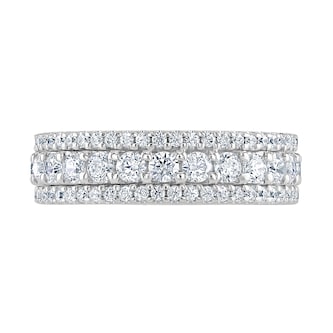 Goldsmiths 9ct White Gold 1.44cttw Triple Row Claw Set Diamond Full Eternity Ring