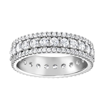Goldsmiths Platinum 1.44cttw Triple Row Claw Set Diamond Full Eternity Ring Goldsmiths Platinum 1.44cttw Triple Row Claw Set Diamond Full Eternity Ring