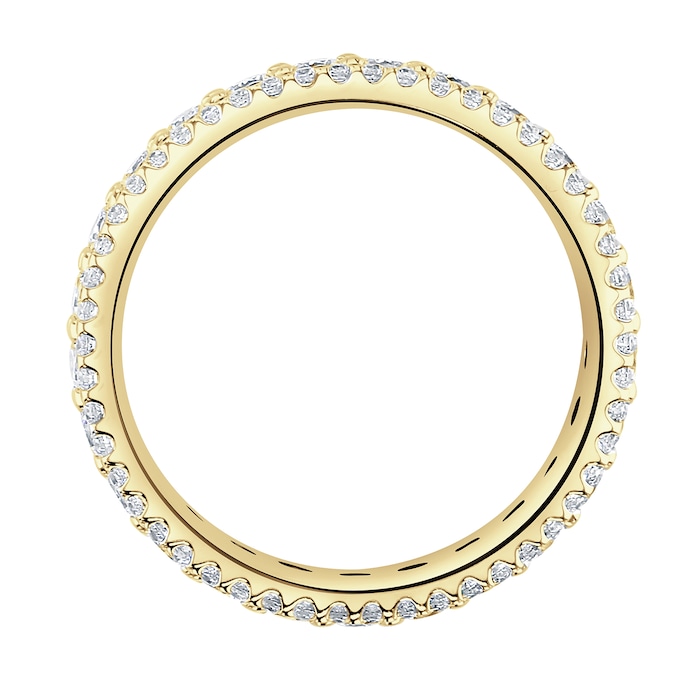 Goldsmiths 18ct Yellow Gold 1.44cttw Triple Row Claw Set Diamond Full Eternity Ring