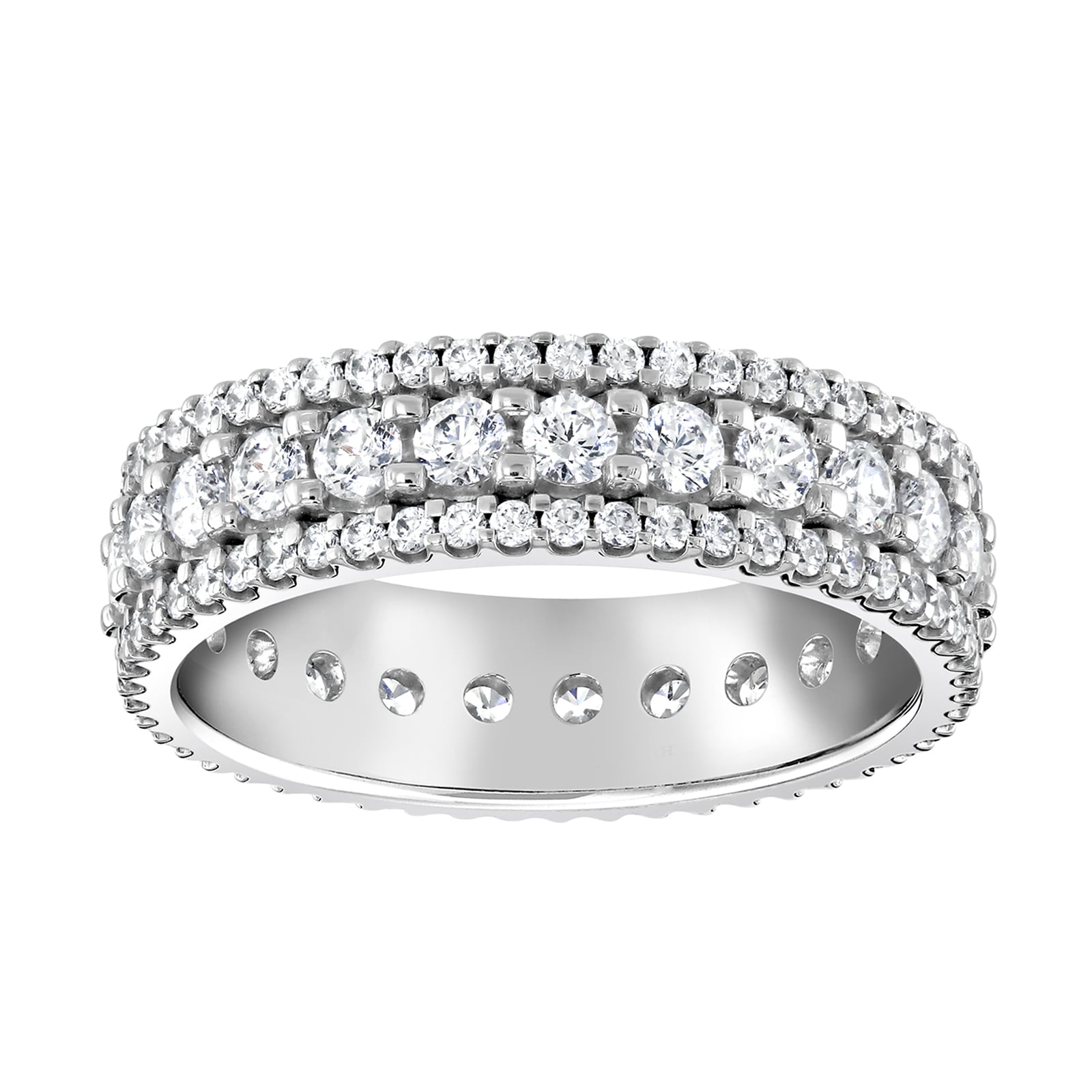 Goldsmiths 9ct White Gold 1.44cttw Triple Row Claw Set Diamond Full Eternity Ring Goldsmiths 9ct White Gold 1.44cttw Triple Row Claw Set Diamond Full Eternity Ring