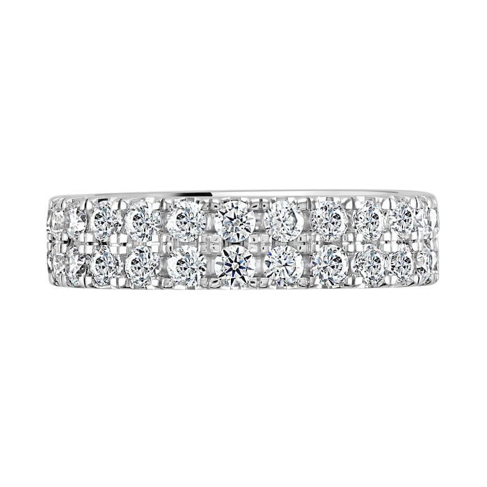 Goldsmiths 18ct White Gold 2.00cttw Double Row Claw Set Diamond Full Eternity Ring - Ring Size V
