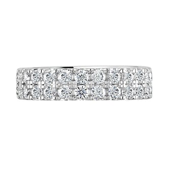 Goldsmiths 18ct White Gold 2.00cttw Double Row Claw Set Diamond Full Eternity Ring