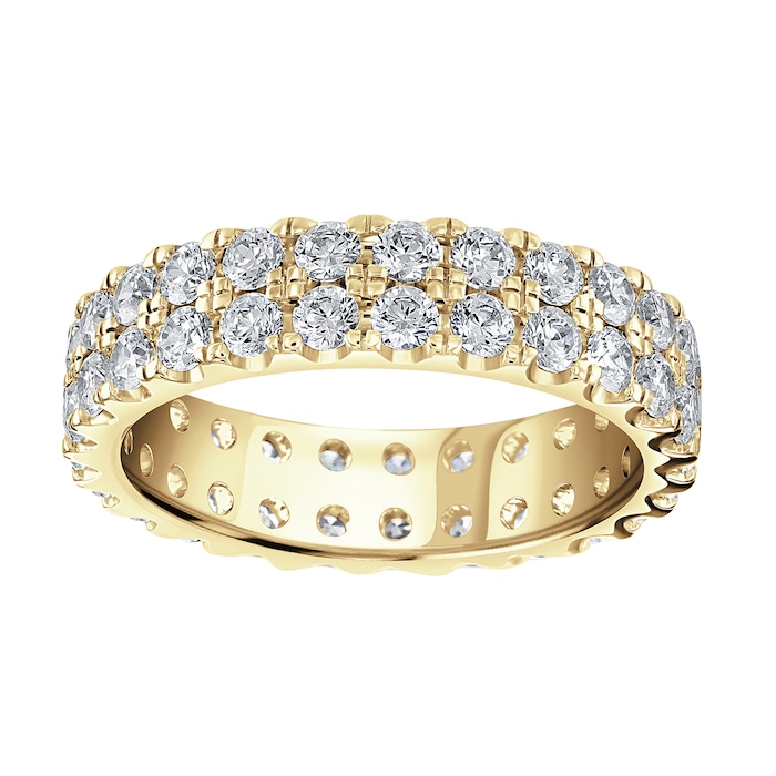 Goldsmiths 18ct Yellow Gold 2.00cttw Double Row Claw Set Diamond Full Eternity Ring - Ring Size R