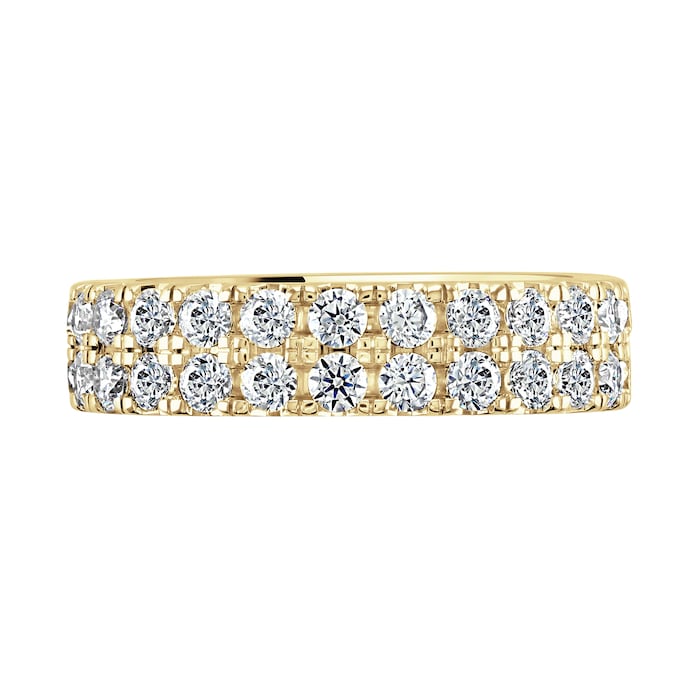 Goldsmiths 18ct Yellow Gold 2.00cttw Double Row Claw Set Diamond Full Eternity Ring - Ring Size R