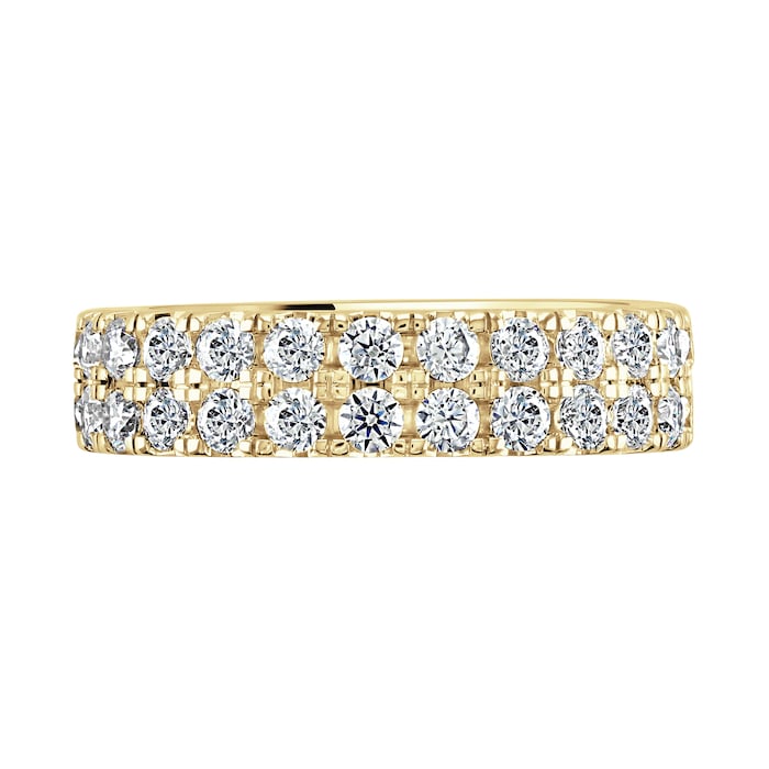 Goldsmiths 18ct Yellow Gold 2.00cttw Double Row Claw Set Diamond Full Eternity Ring