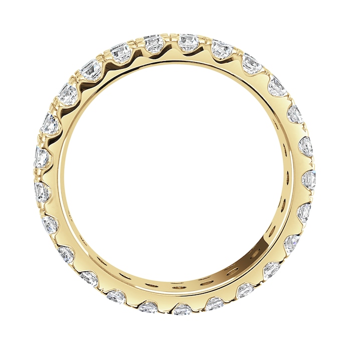 Goldsmiths 18ct Yellow Gold 2.00cttw Double Row Claw Set Diamond Full Eternity Ring - Ring Size R
