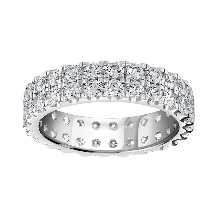 Goldsmiths 9ct White Gold 2.00cttw Double Row Claw Set Diamond Full Eternity Ring