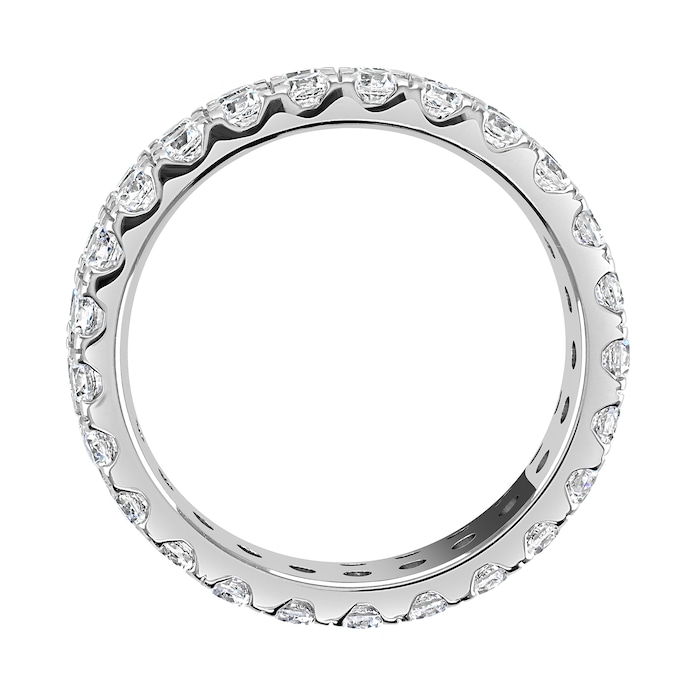 Goldsmiths 9ct White Gold 2.00cttw Double Row Claw Set Diamond Full Eternity Ring - Ring Size I