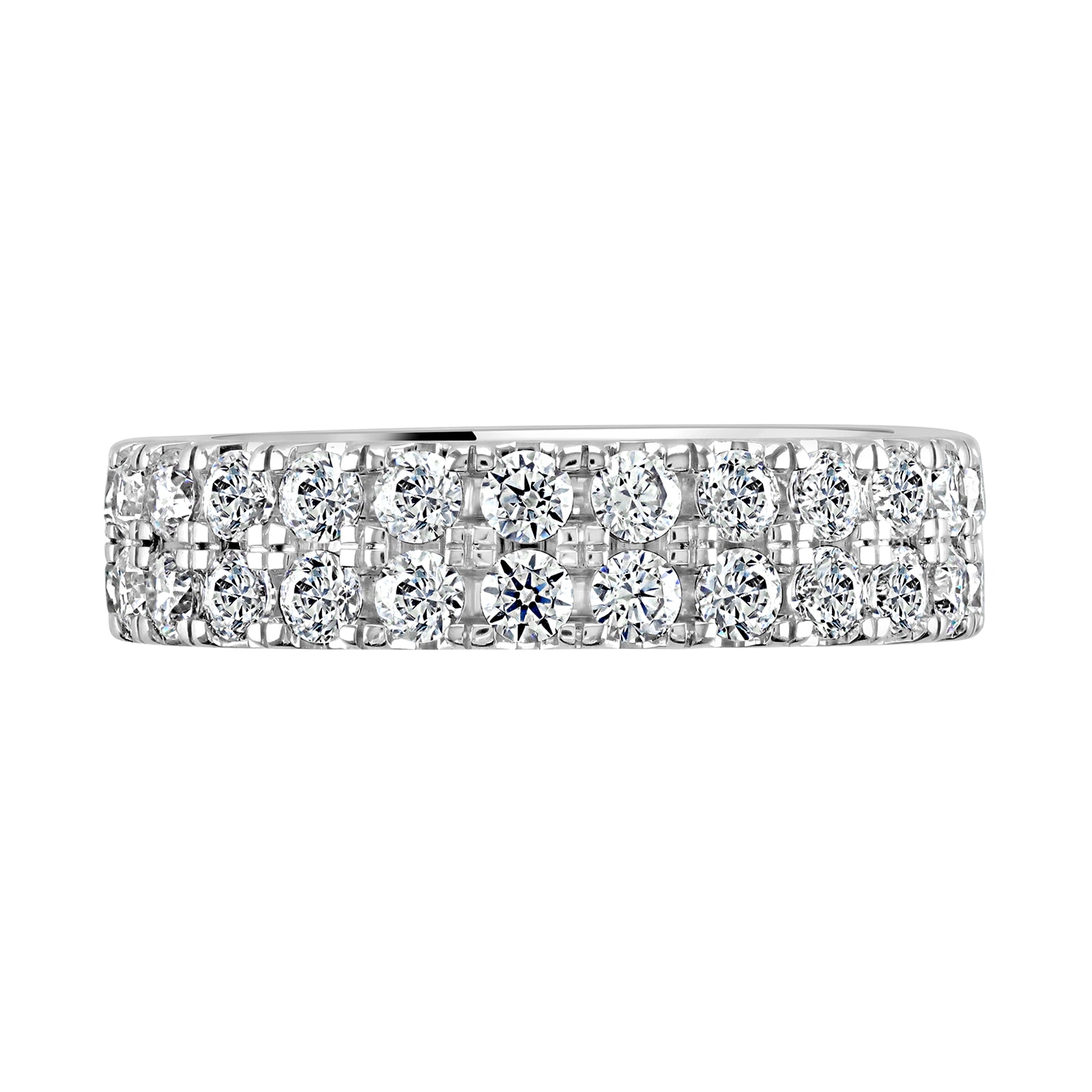 Best Luxury 
18ct White Gold 2.00cttw Double Row Claw Set Diamond Full Eternity Ring