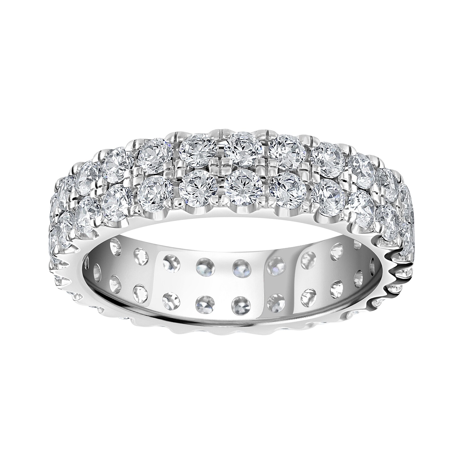 Goldsmiths 18ct White Gold 2.00cttw Double Row Claw Set Diamond Full Eternity Ring