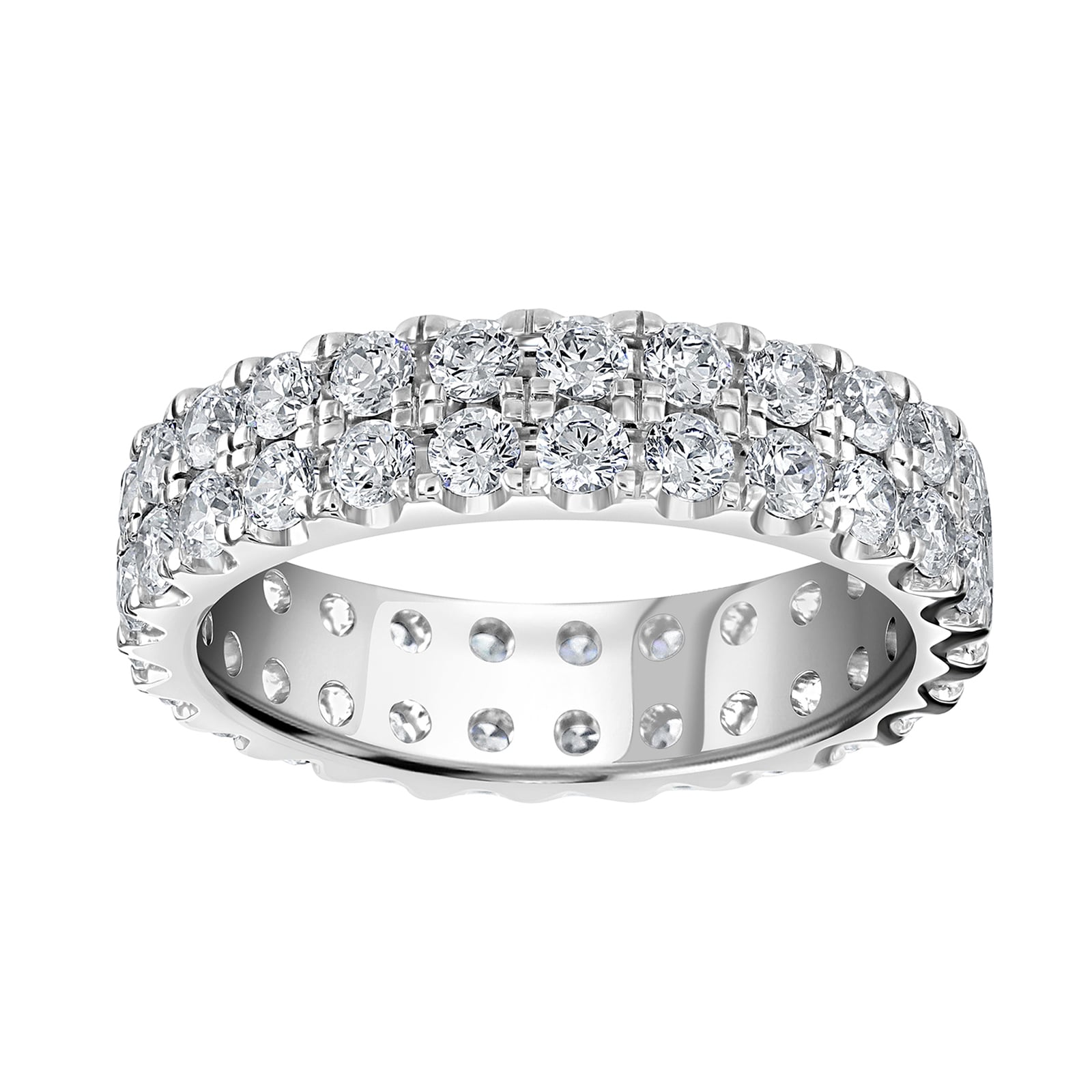Goldsmiths 9ct White Gold 2.00cttw Double Row Claw Set Diamond Full Eternity Ring