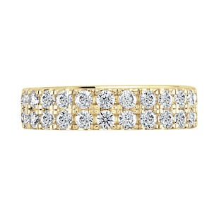 Goldsmiths 9ct Yellow Gold 2.00cttw Double Row Claw Set Diamond Full Eternity Ring