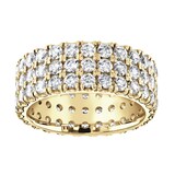 Goldsmiths 9ct Yellow Gold 3.00cttw Triple Row Claw Set Diamond Full Eternity Ring