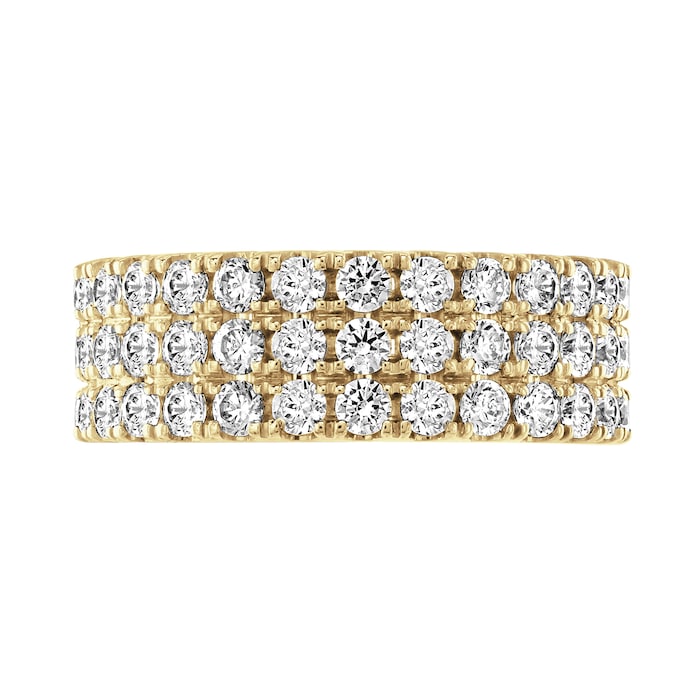 Goldsmiths 9ct Yellow Gold 3.00cttw Triple Row Claw Set Diamond Full Eternity Ring