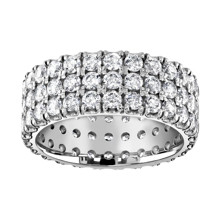 Goldsmiths 18ct White Gold 3.00cttw Triple Row Claw Set Diamond Full Eternity Ring