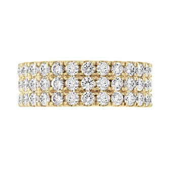 Goldsmiths 18ct Yellow Gold 3.00cttw Triple Row Claw Set Diamond Full Eternity Ring Goldsmiths 18ct Yellow Gold 3.00cttw Triple Row Claw Set Diamond Full Eternity Ring