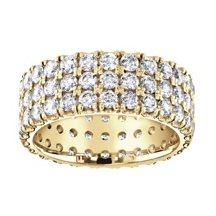 Goldsmiths 9ct Yellow Gold 3.00cttw Triple Row Claw Set Diamond Full Eternity Ring